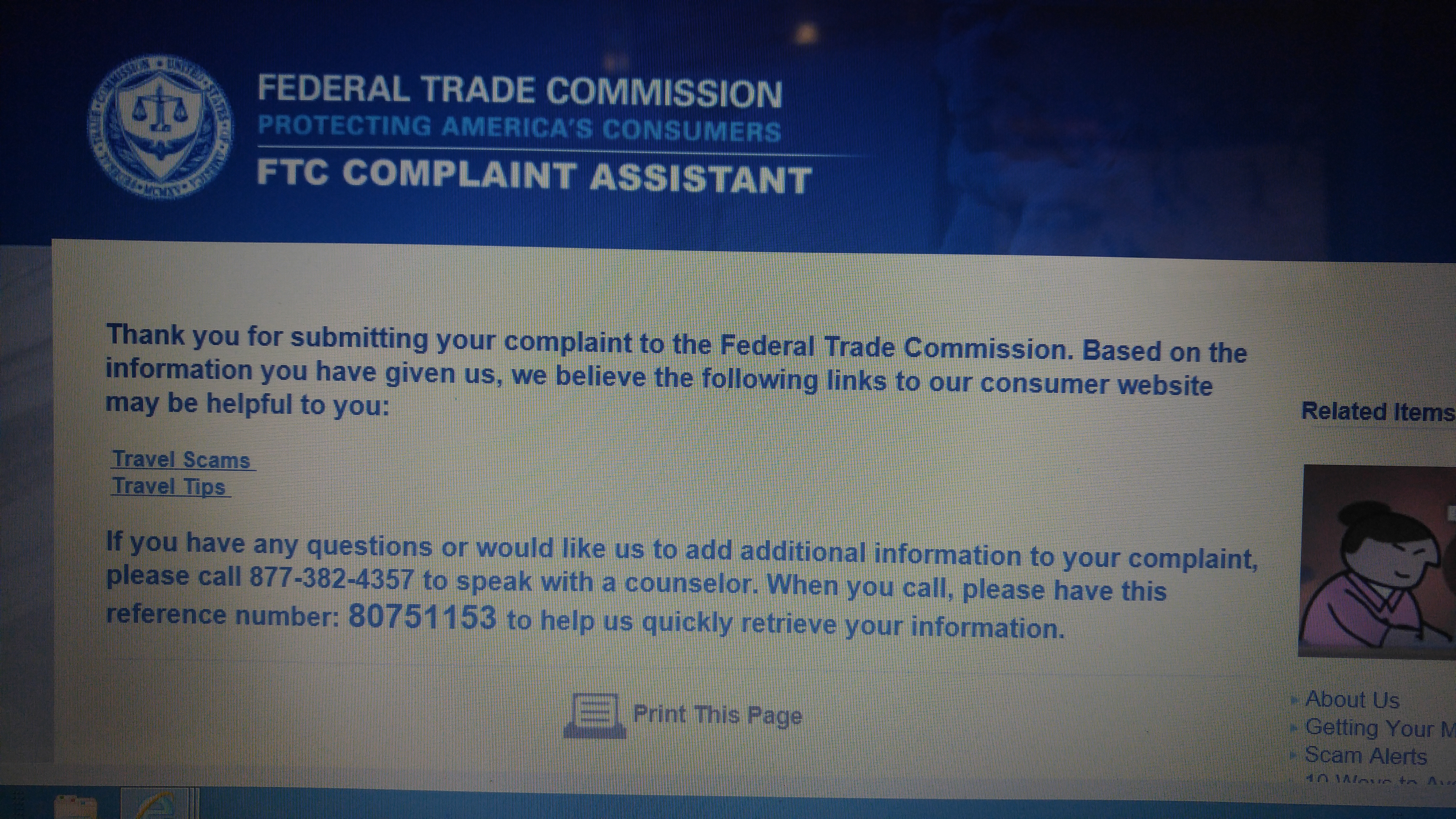 Federal Consumer complaint