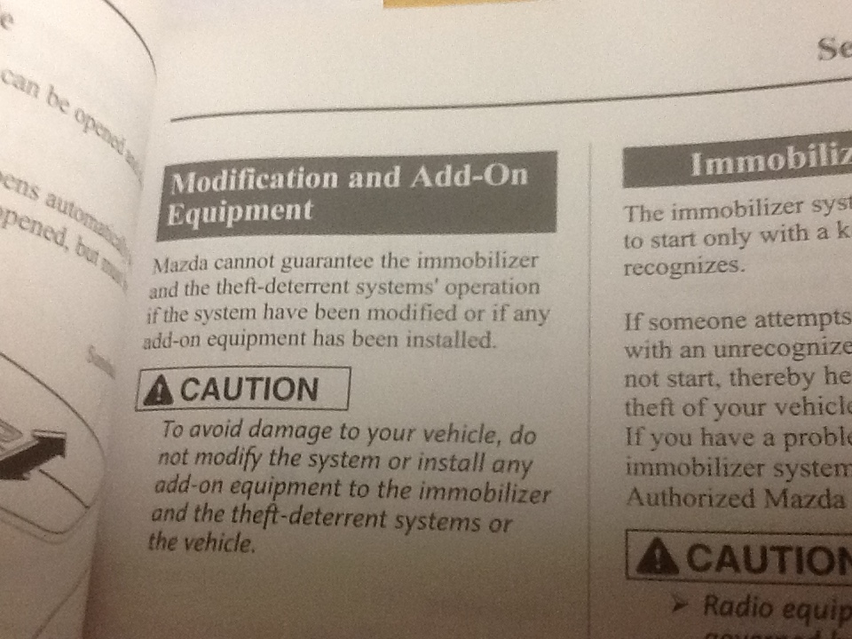 Mazda warranty warning (NEW CAR)