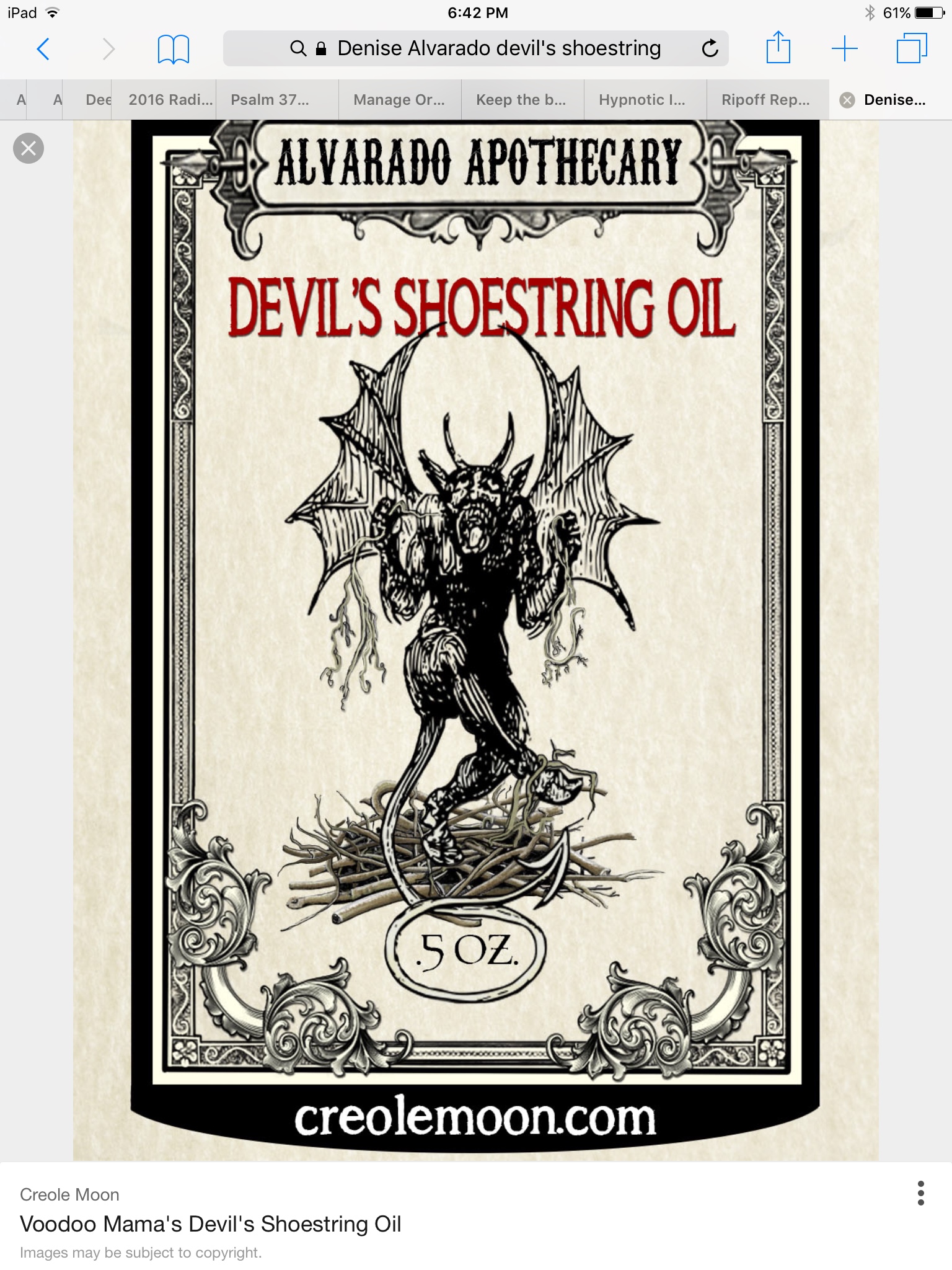 Original Denise Alvarado "Devil's Shoestring Oil" art.