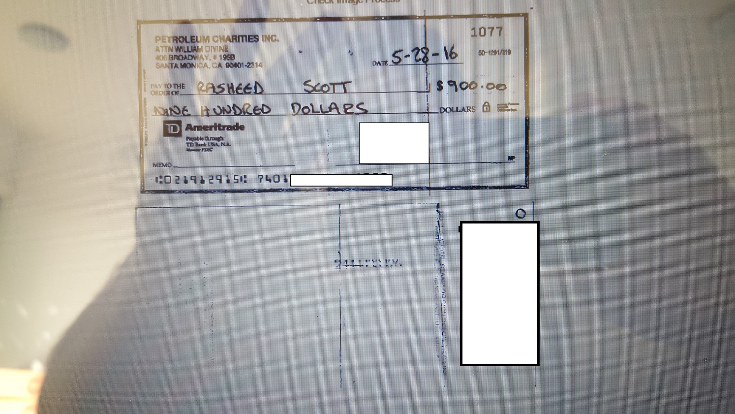 Stolen Check and Check Fraud