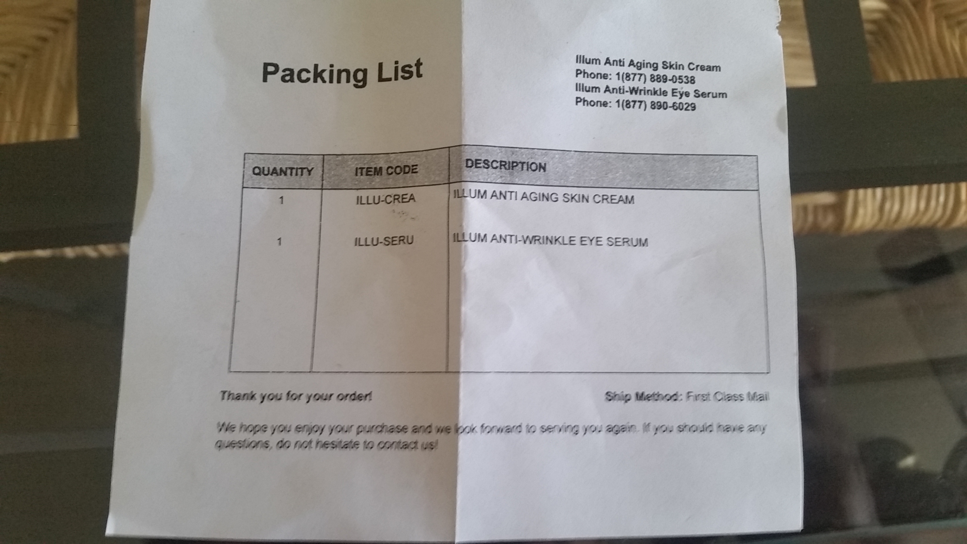 Illum's very "detailed" packing list. 