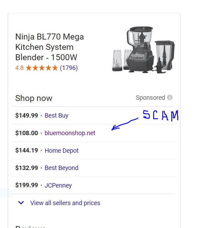Google search shows a very good price but it's a scam - product will not arrive as sold