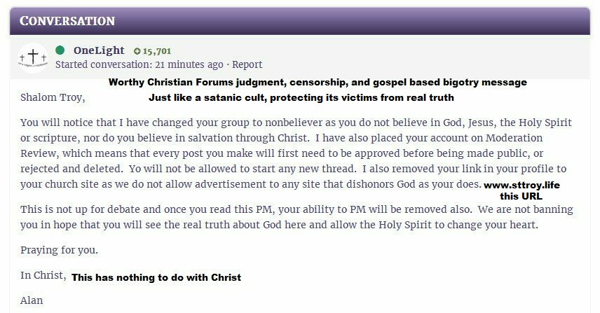 moderator's judgment and censorship just like a satanic cult
