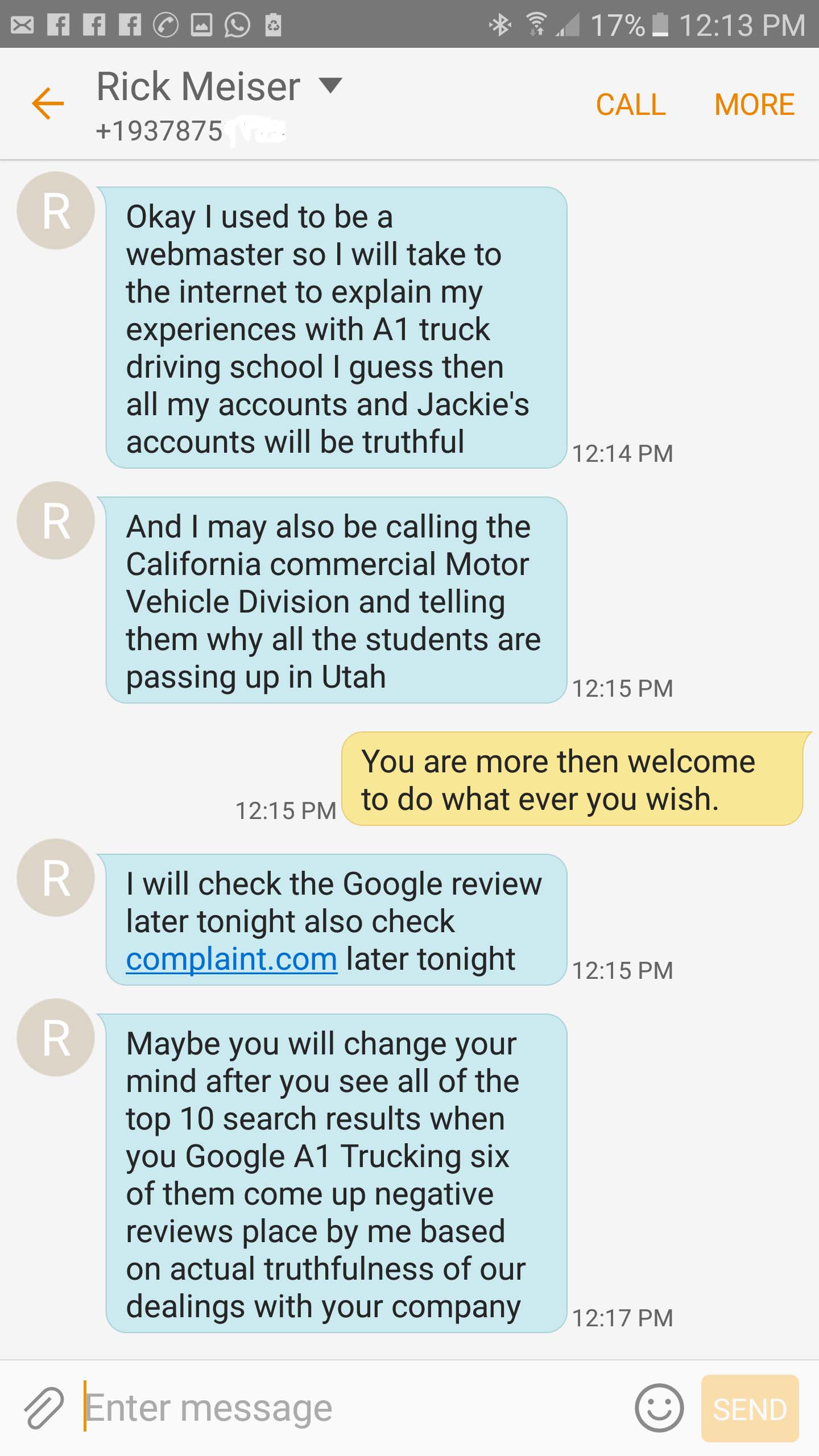 Another Text message from Scammer