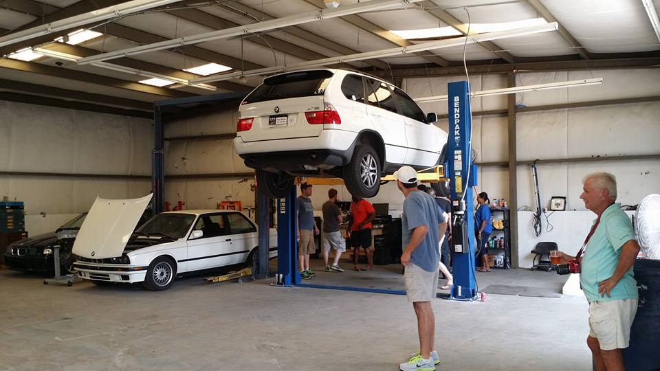 My Daughter's X5 being worked on during the Grand Opening Party at Bavarian Repair
