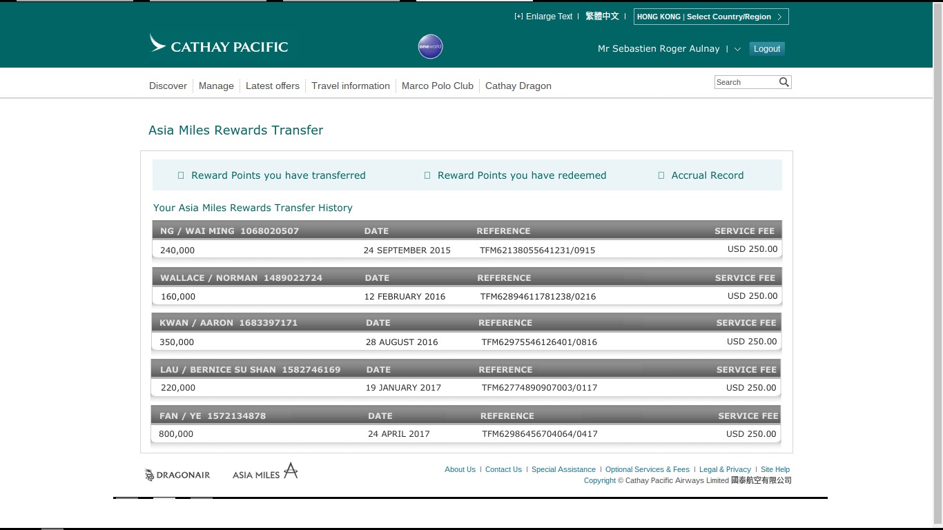 Supposed proof of previous, successful transactions.  