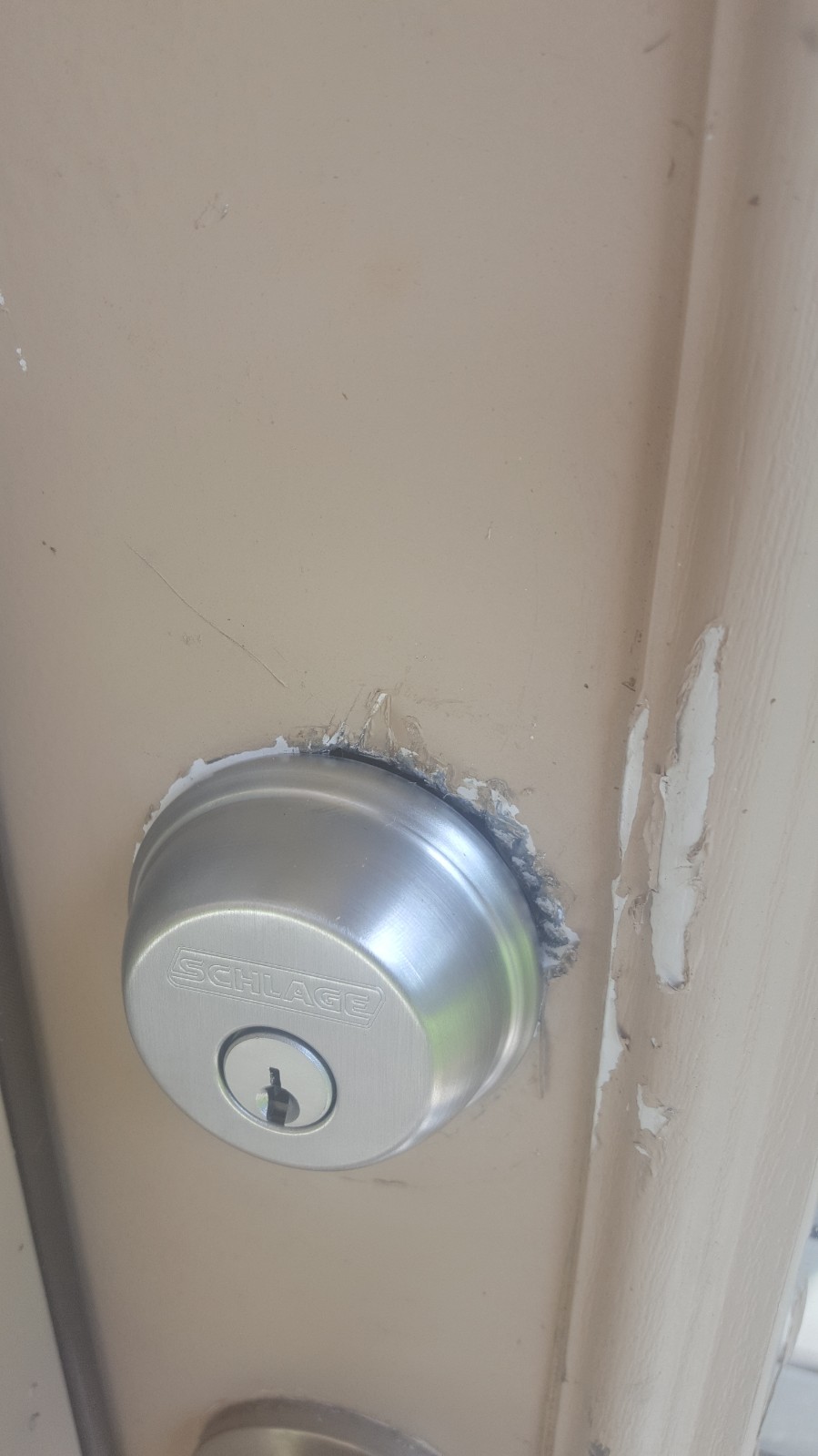pic of new back door lock and door damage #3