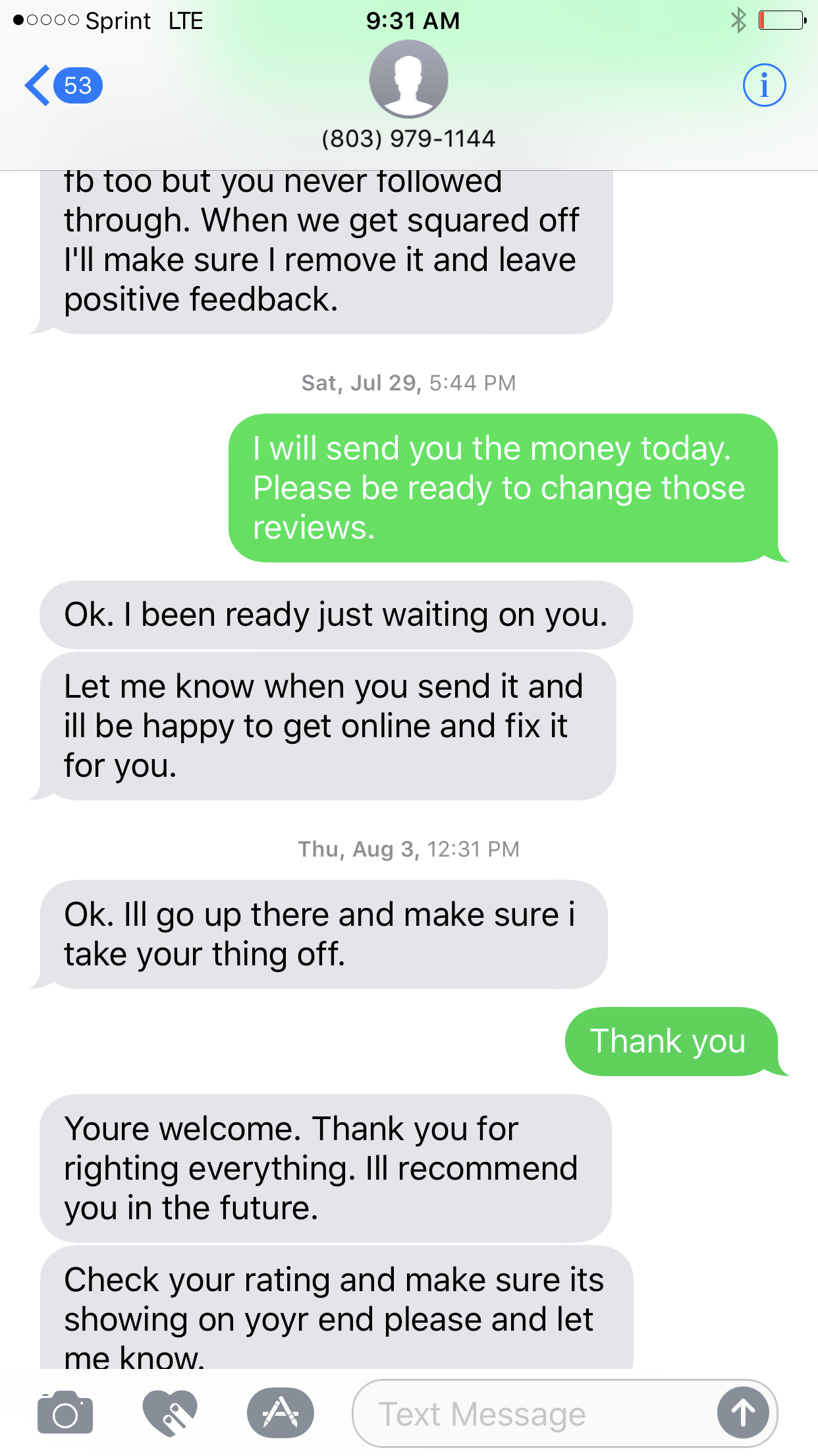 We have even worked out issues with customers who had prior complaints about our company which I showed Yolanda proof of even though we can't be "trusted"