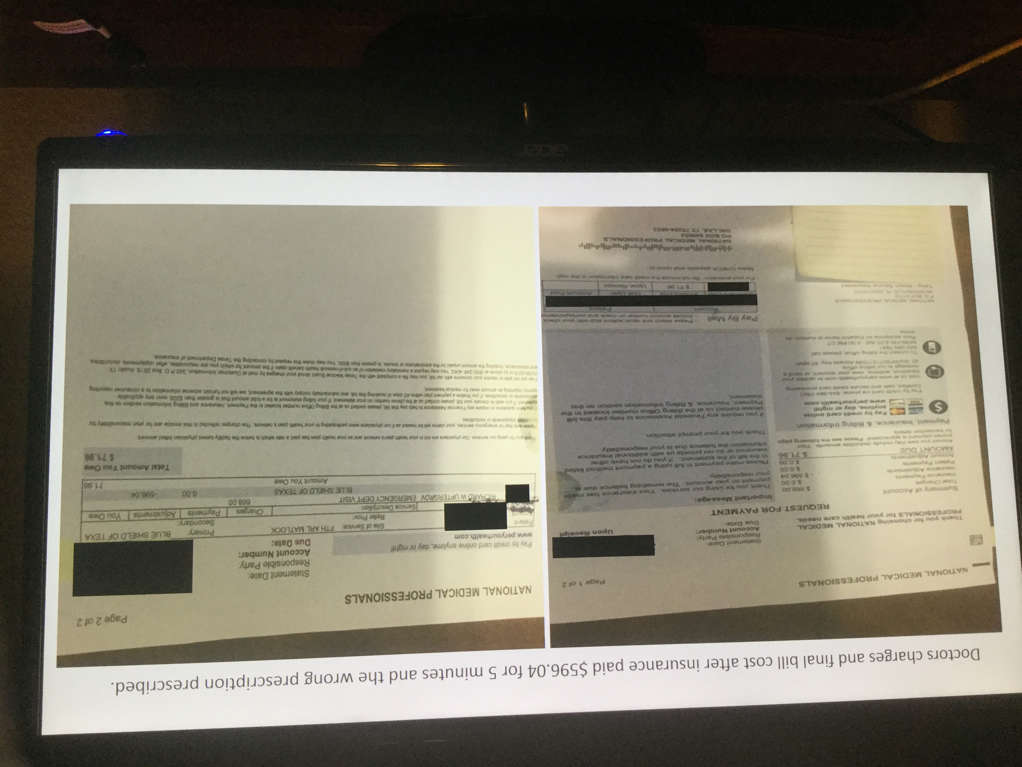 First Choice hospital charge for non evasive non surgery 50 minute visit. First Choice doctor over charge for 5 minutes of treatment and improper prescription written.  