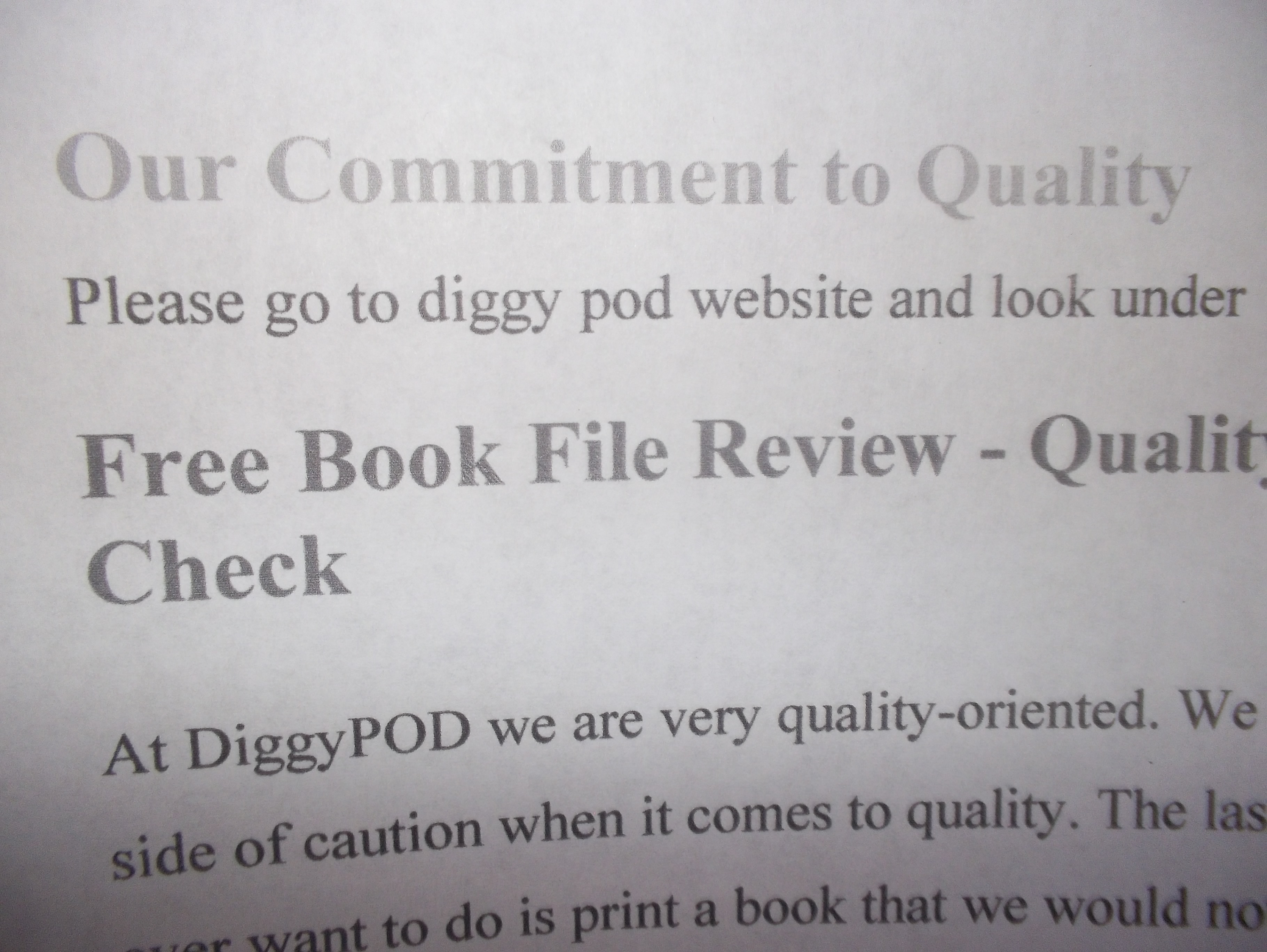 Diggy Pod commitment to Quality