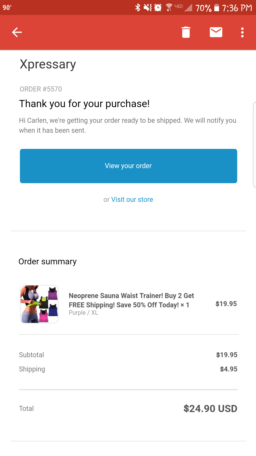 Order confirmation 