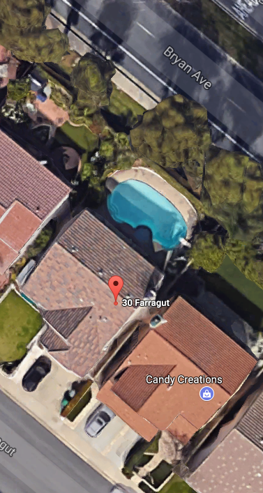 Google Earth view of trees and pool, where do you think those leaves go 7 days a week?