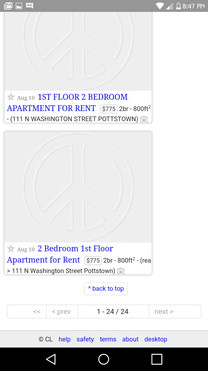 They all start out like this in the Craigslist search grid.  This what's gets the interest of the person looking to rent