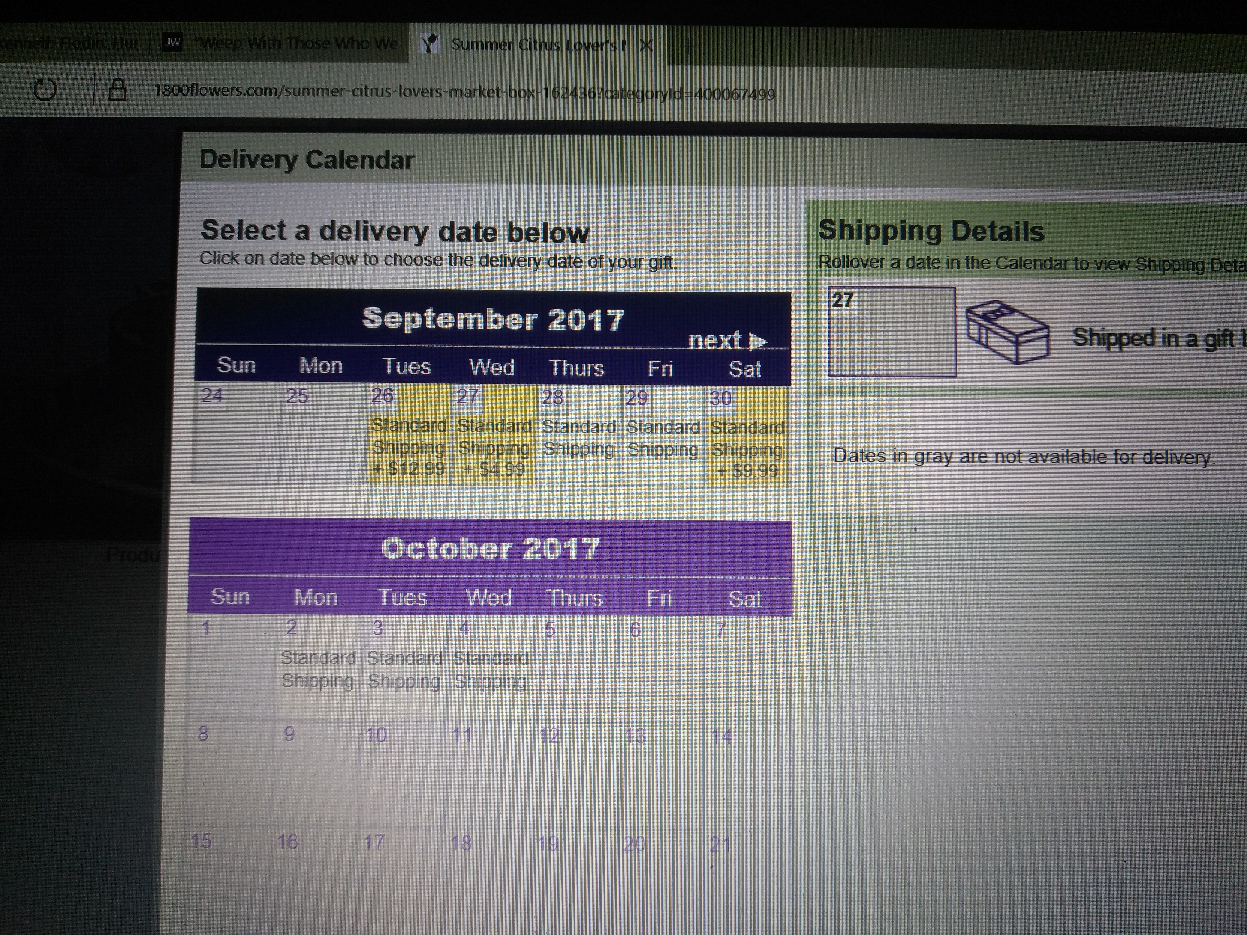 The actual fee I should have been charged, $4.99 for delivery on Wednesday, Sept. 27th.