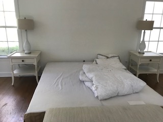 missing mattress and headboard