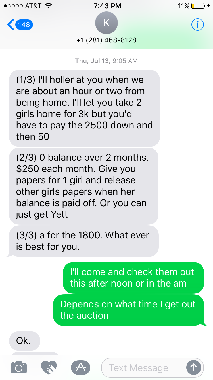text where we made agreement $3000 total $2500 dp