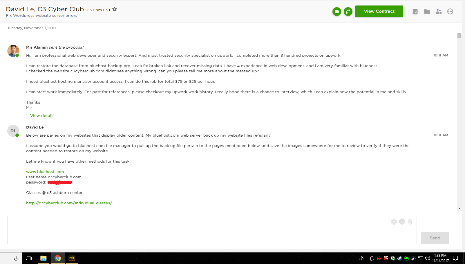 upwork proposal from david le