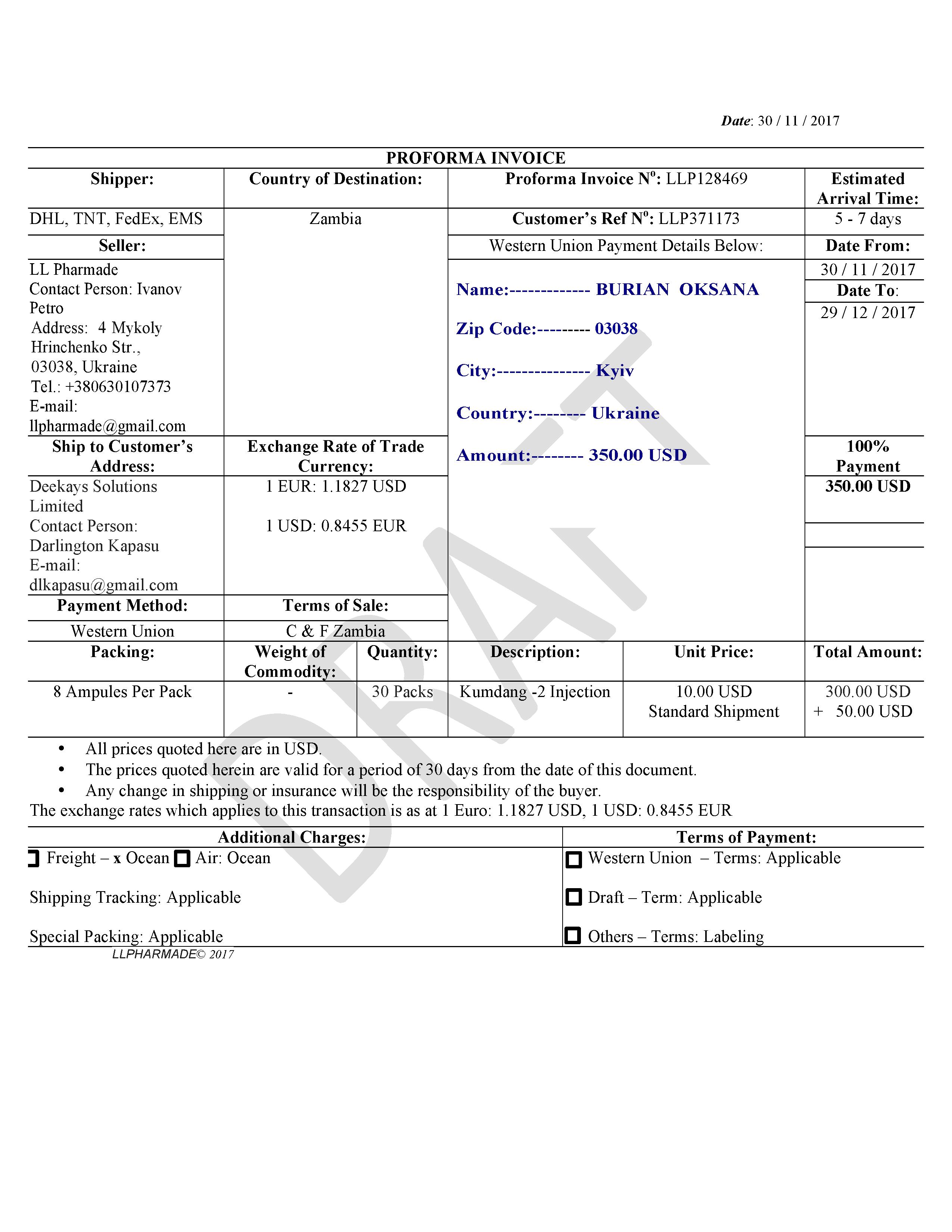 invoice from llpharmde