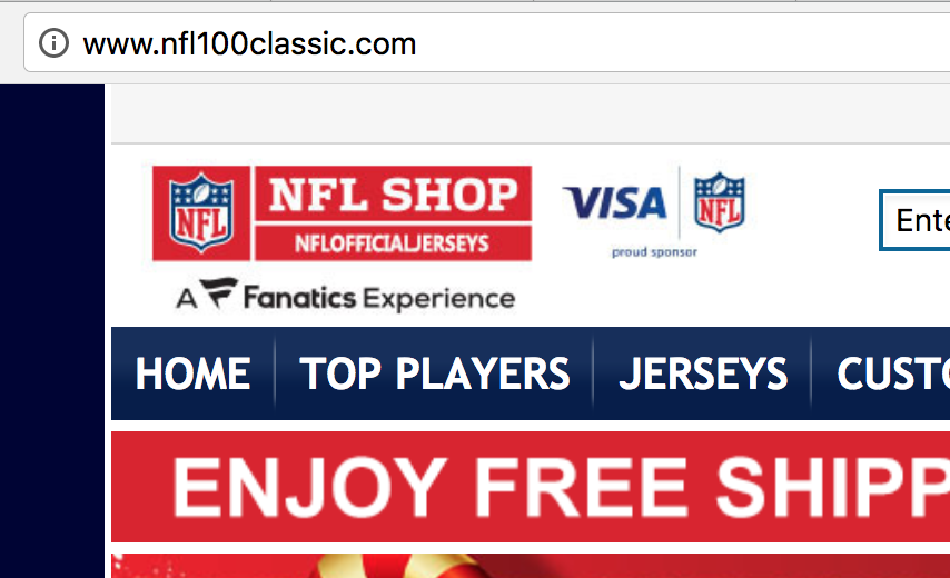 New website with fraud NFL logos