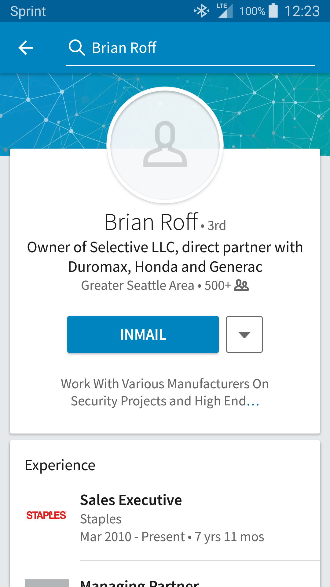 Mr. Roff's LinkedIn profile