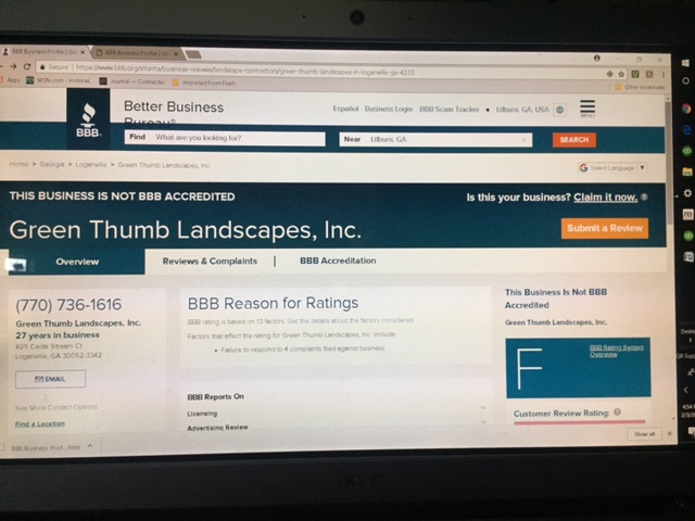 online BBB rating 