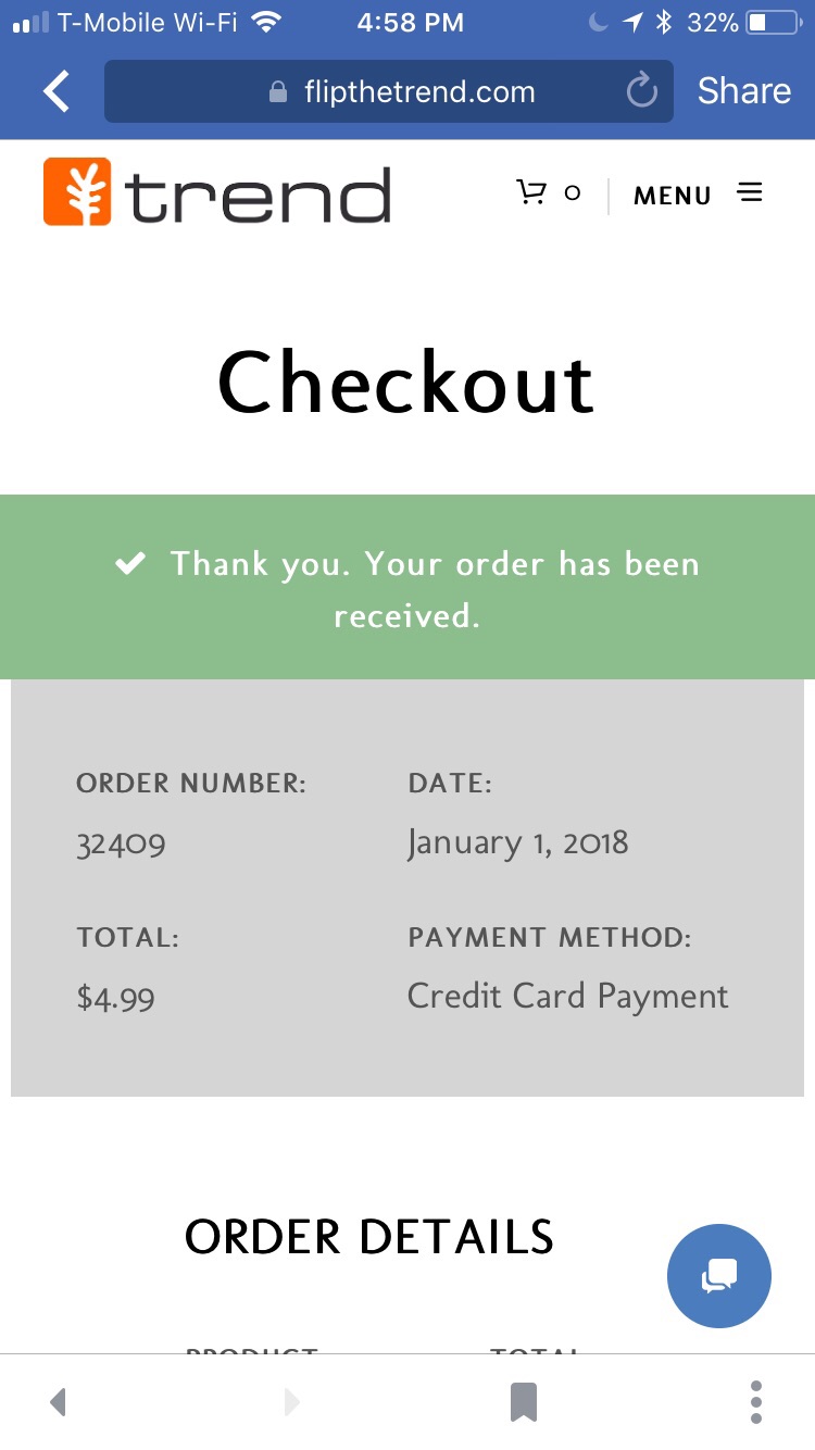 Was given a confirmation code at check out