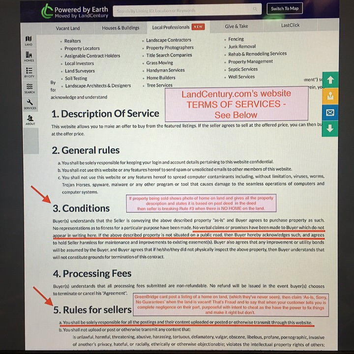 LandCentury.com Terms of Service - pg 1