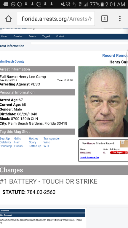 Hank's arrest record. 