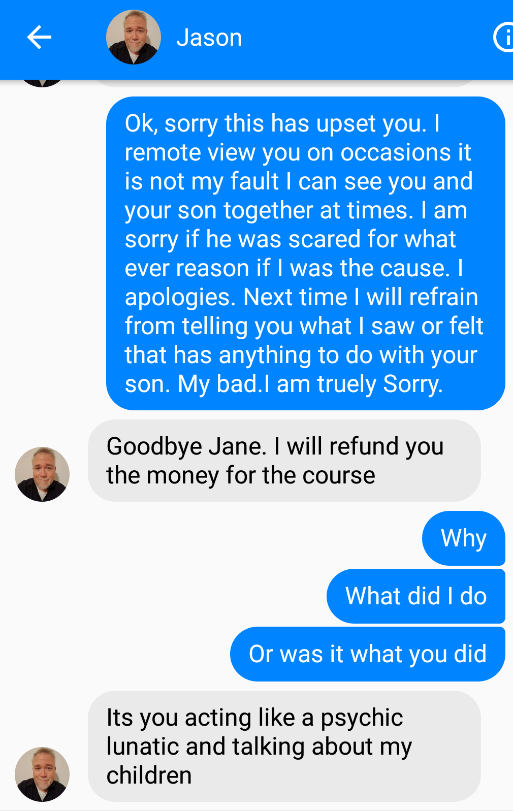 Message on messenger between me and Jason Miller