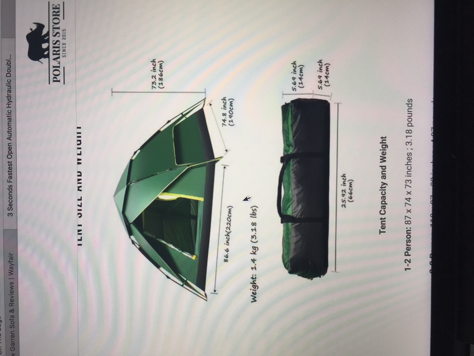 advertised as a fully hydraulic tent