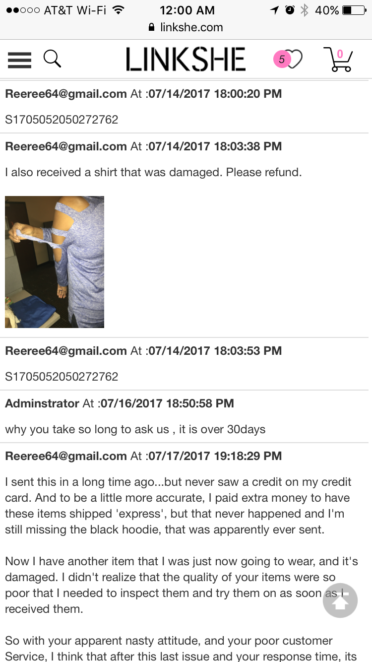 another email w/pic of me and another damaged item