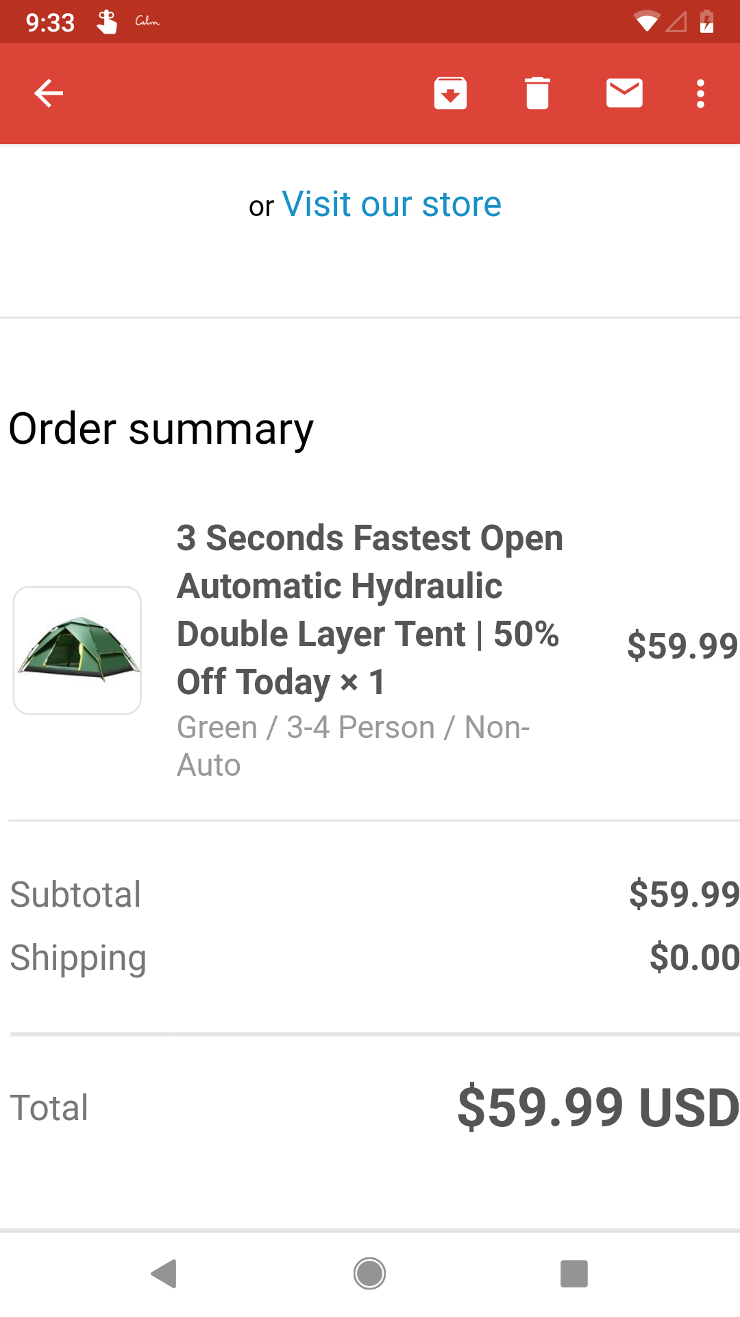 Tent ordered