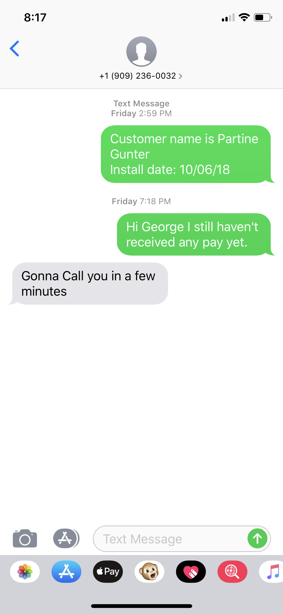 Text from George never responded back!