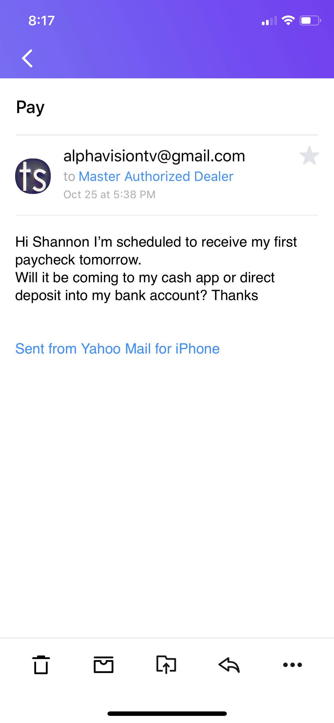 Email to Shannon 