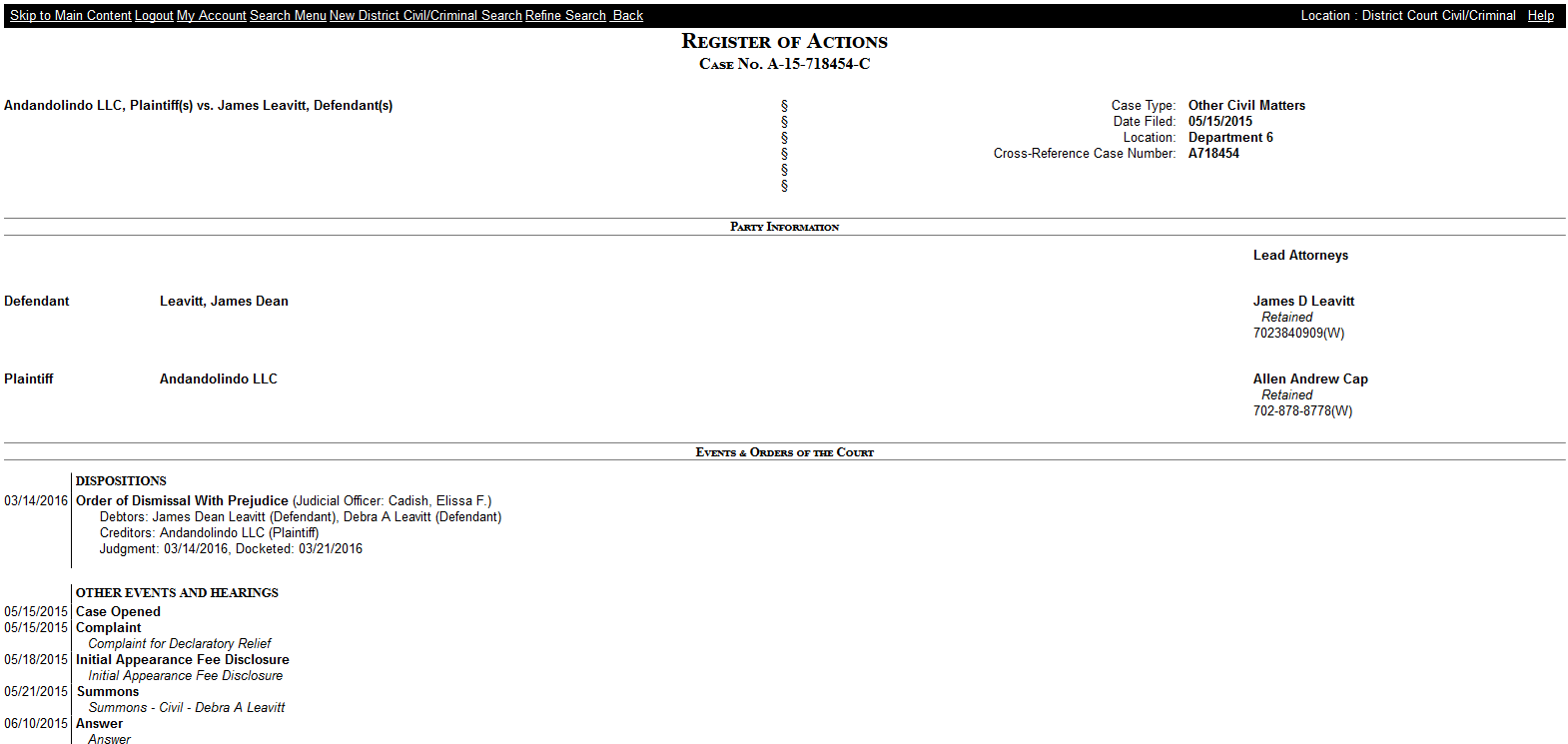 Attorney James Dean Leavitt screenshot lawsuit.