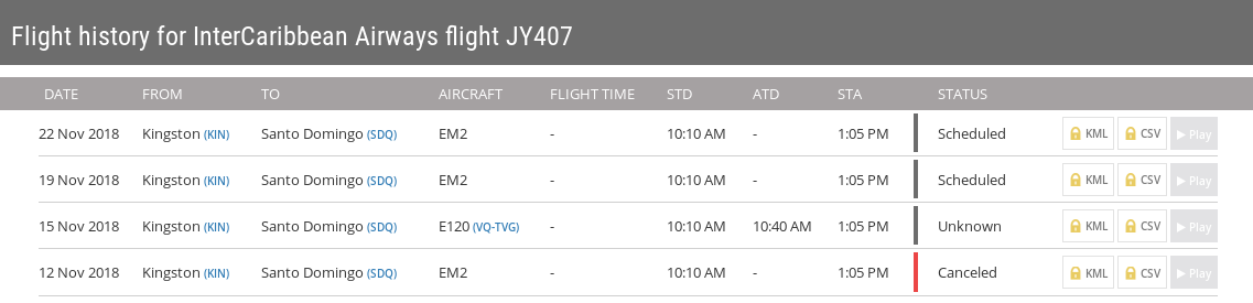 web site showing flight was actually cancelled.