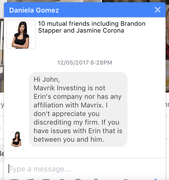 His girlfriend lying about the new company 
