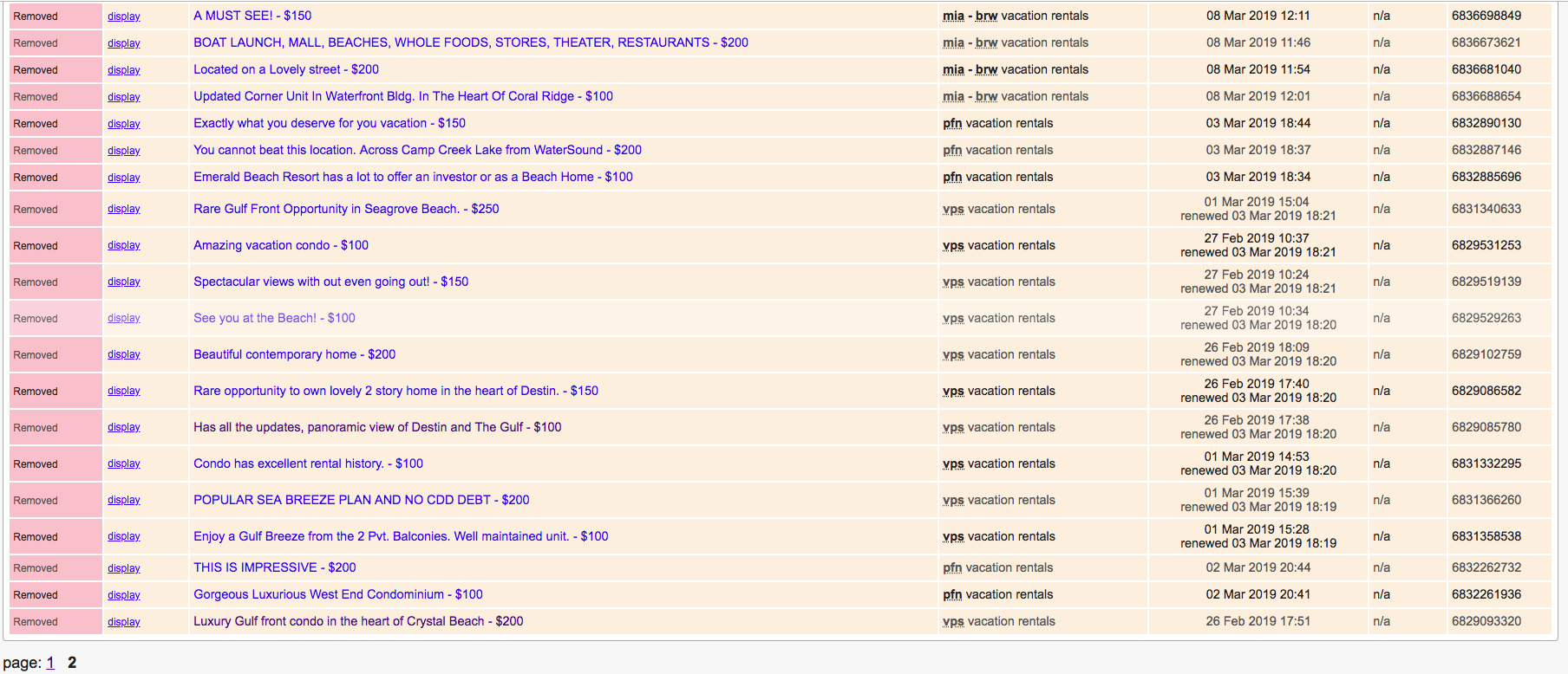 Screenshot of Craigslist ads 4