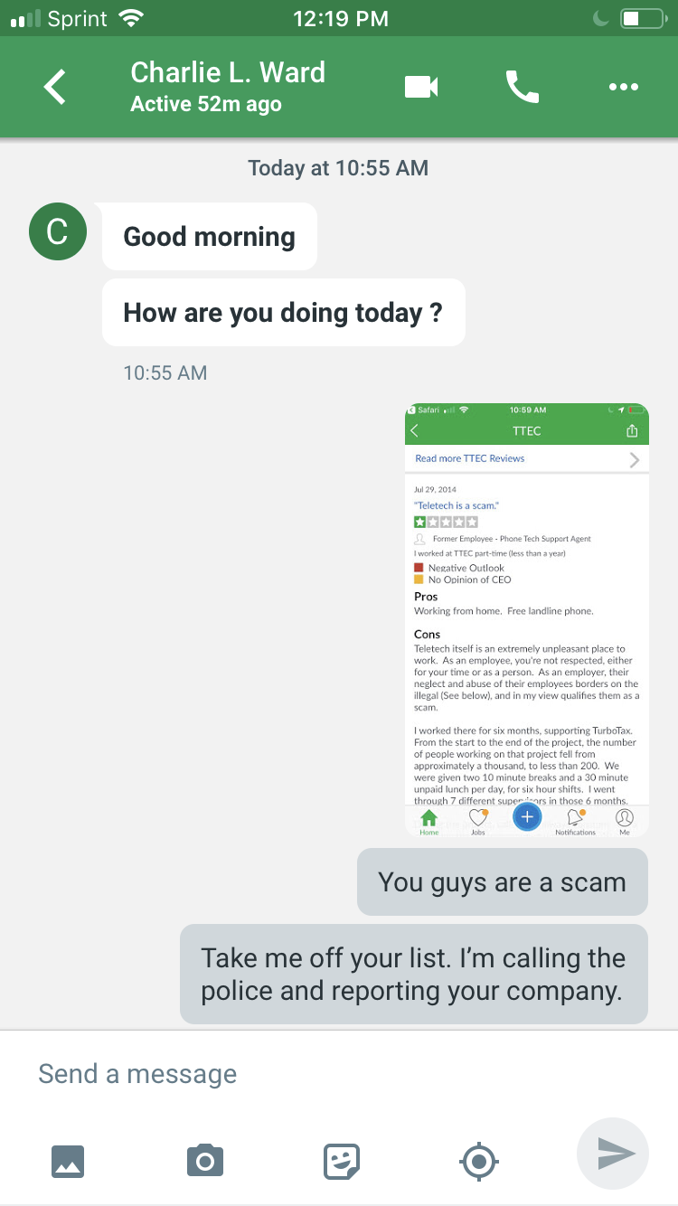 When I notified them that I knew they were a scam