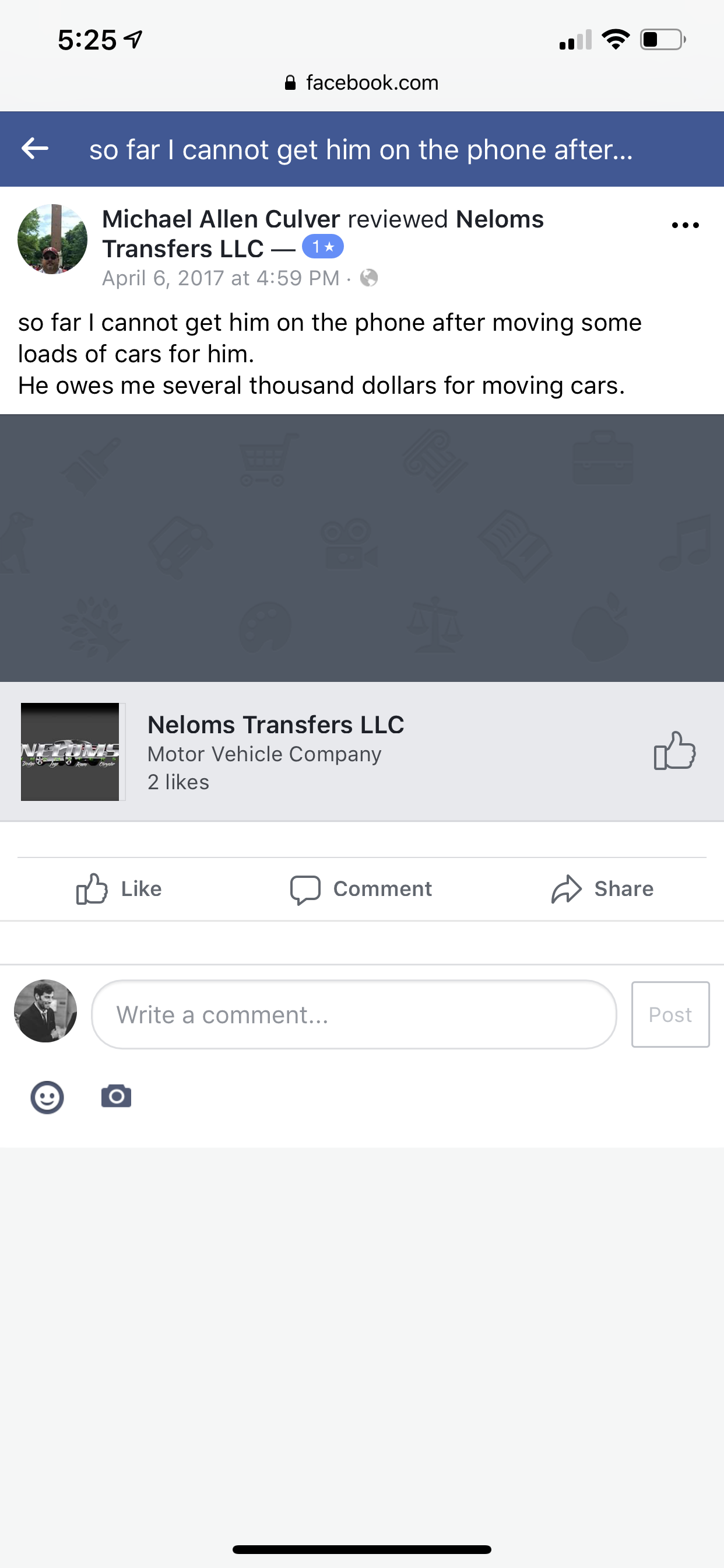 Exzavior Neloms, Neloms Transfers LLC, SCAM ARTIST