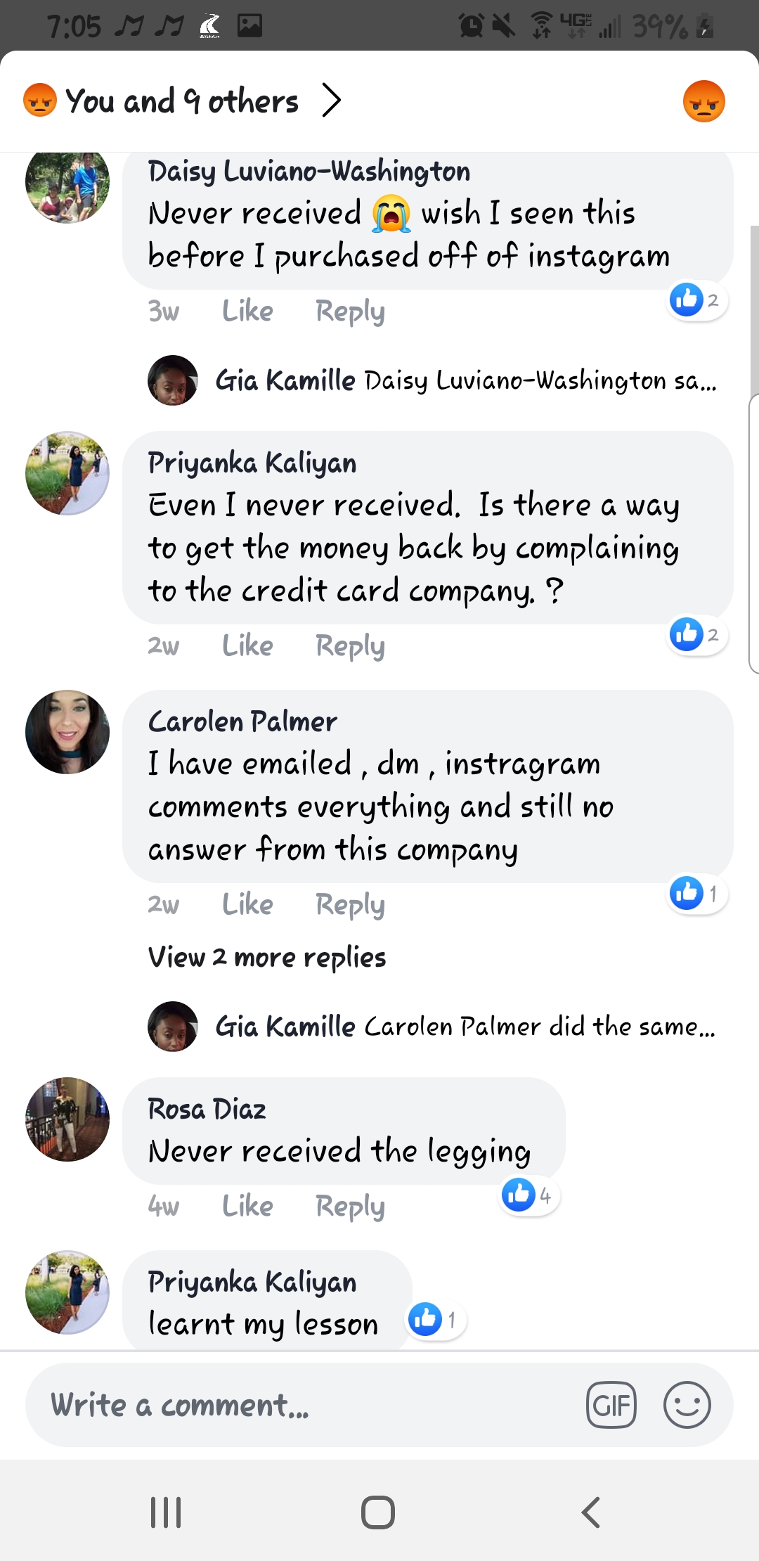 Negative reviews on Facebook