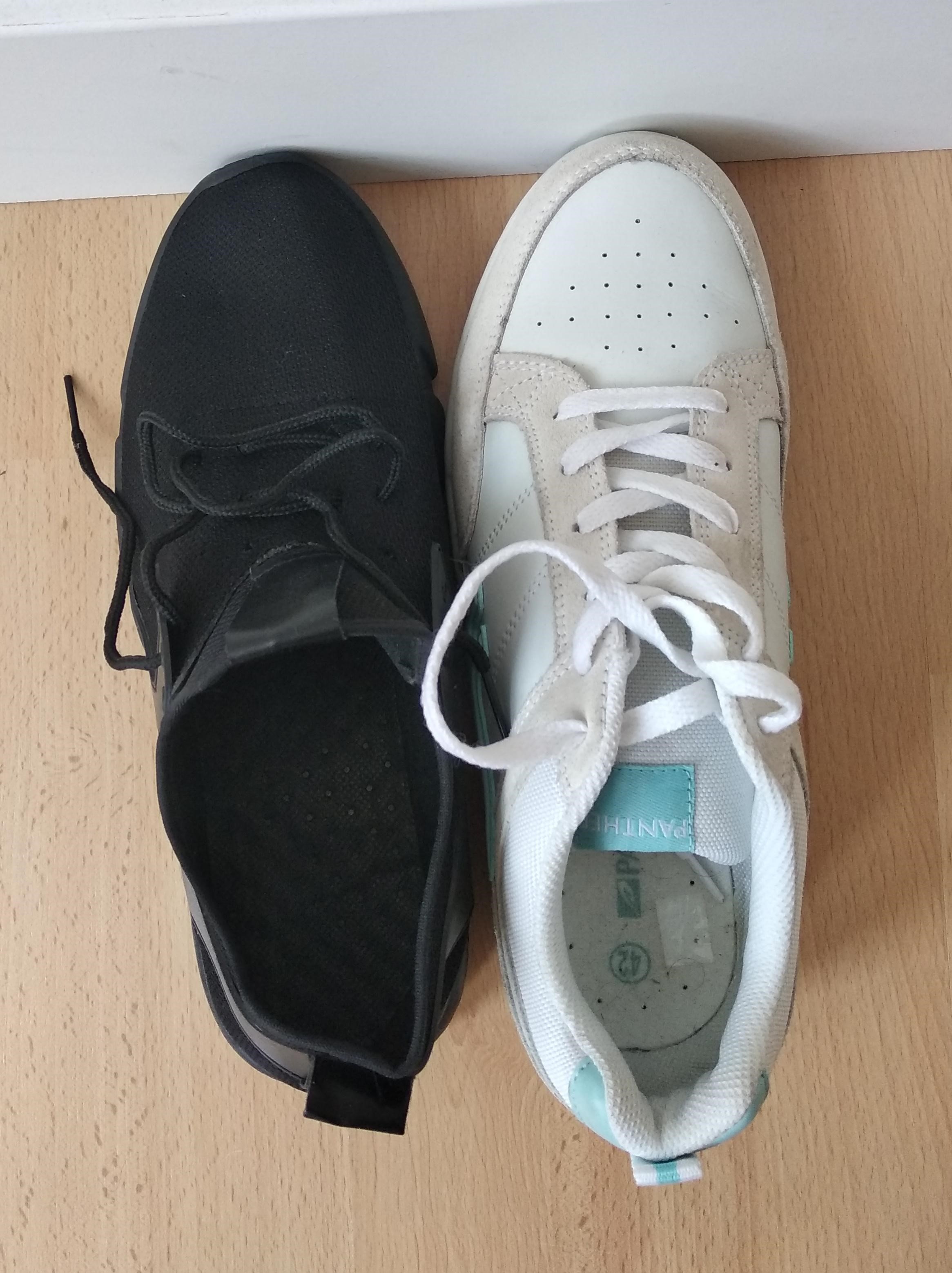 white shoe is 42 number and the product is smaller