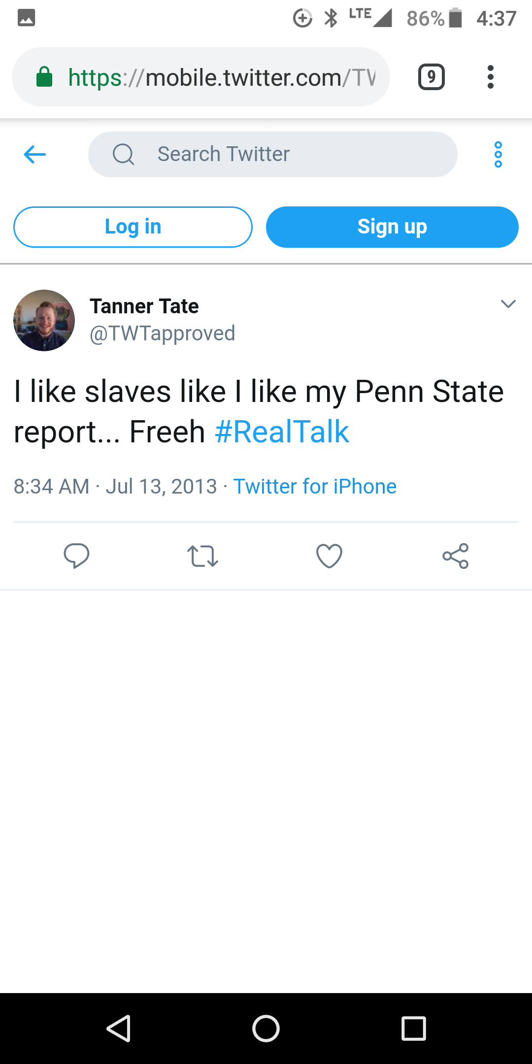 Tanner Tate's tweet