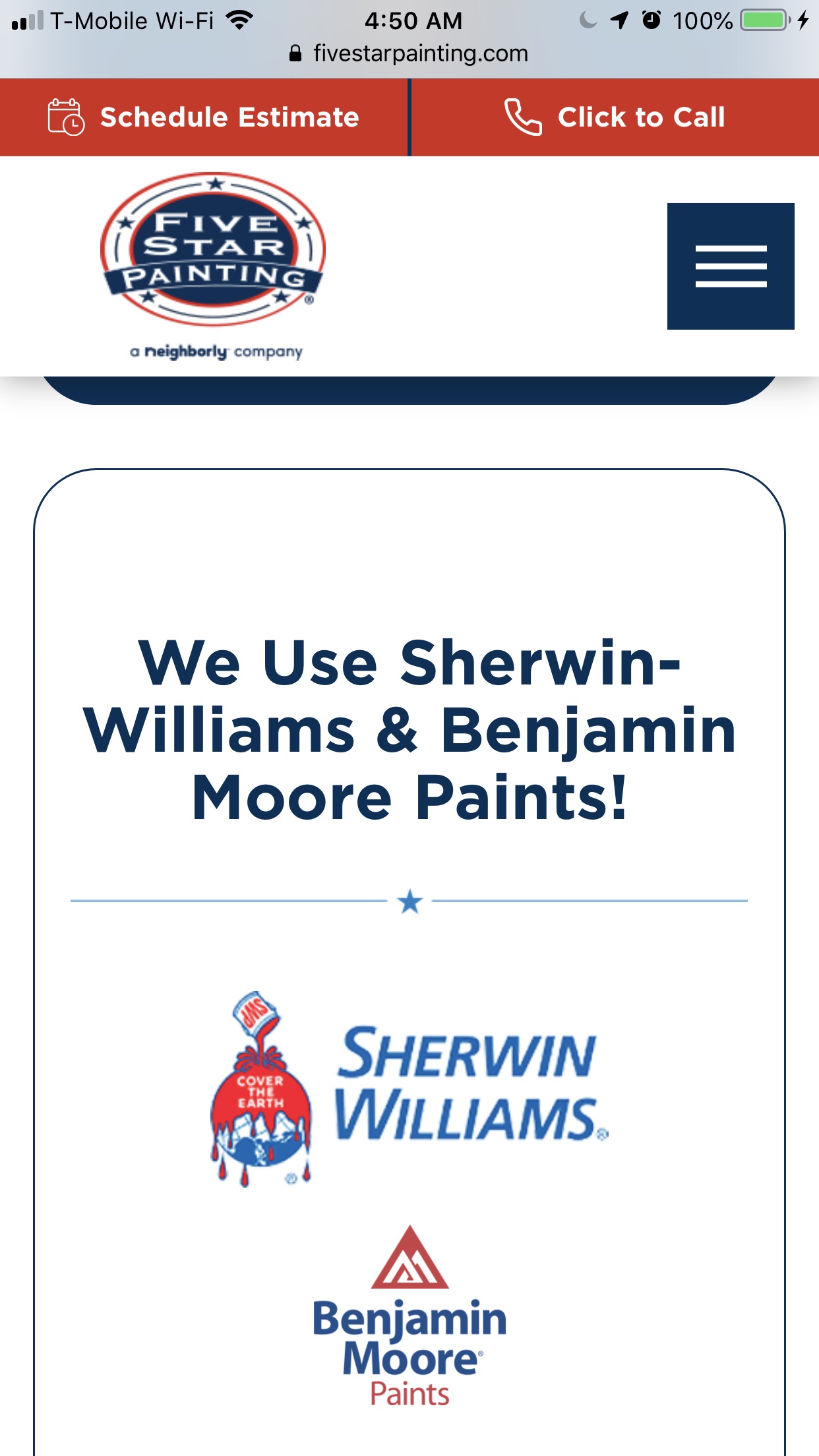 He advertises that he uses Sherwin Williams
