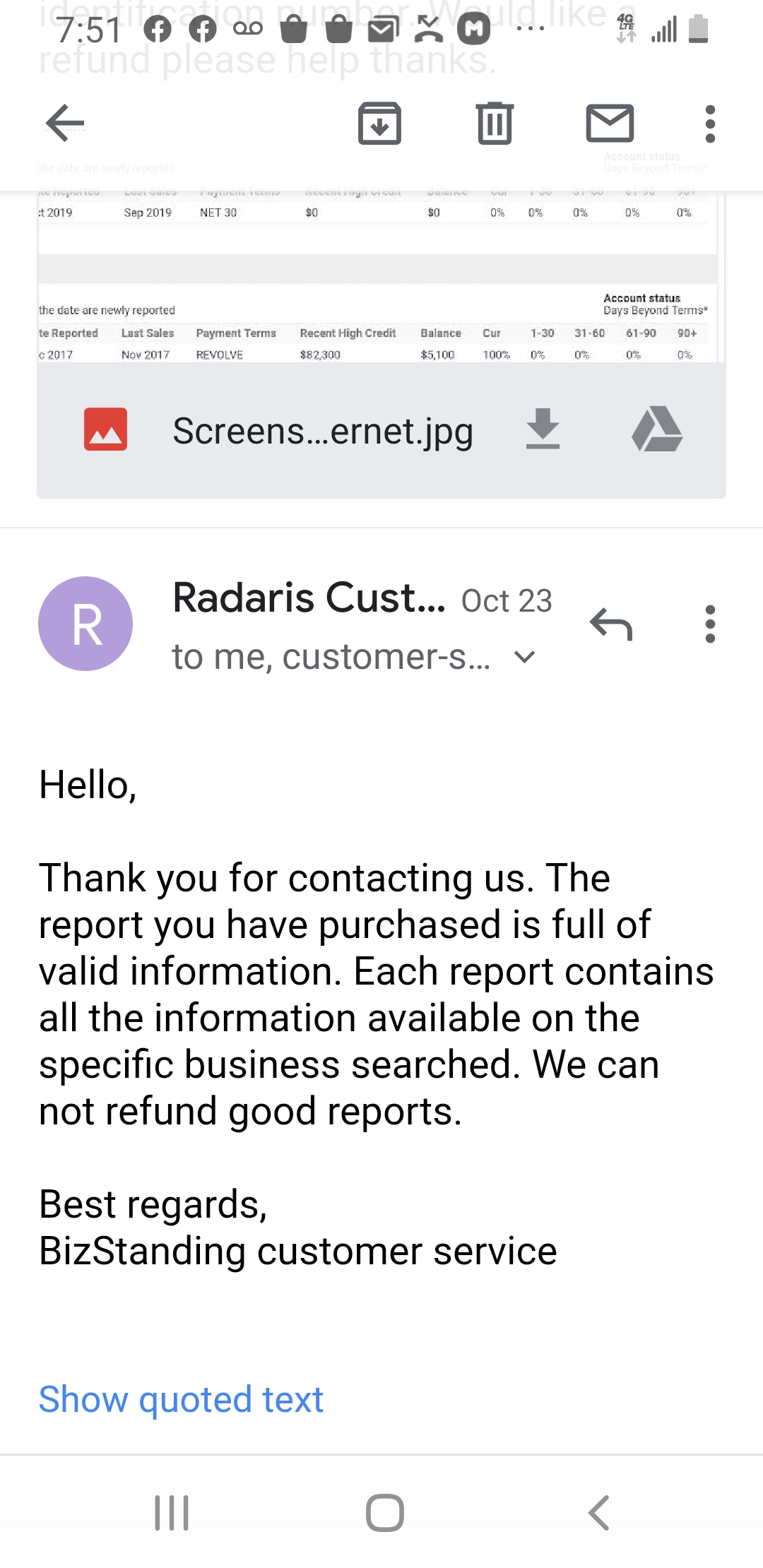 Email complaint 