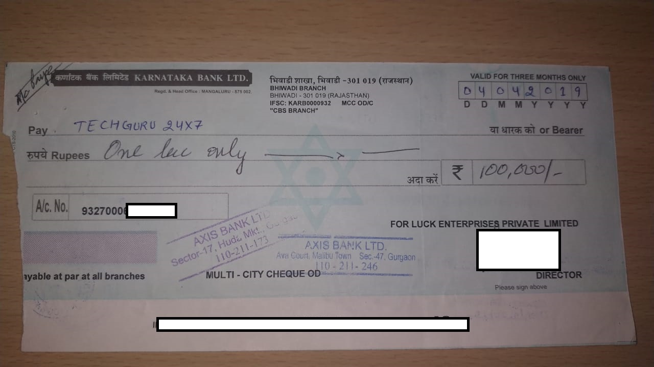 fake cheque