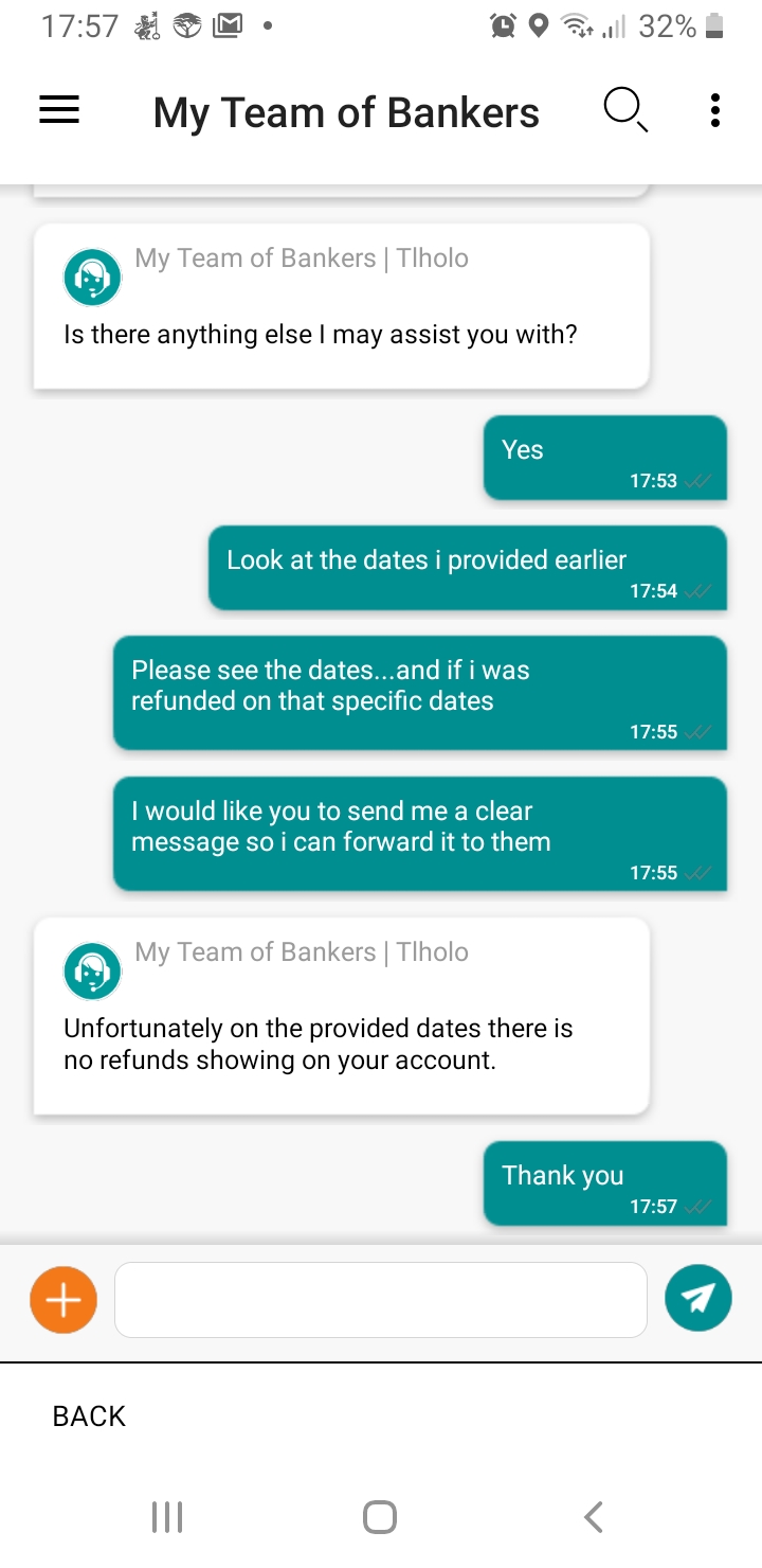 Conversation with my banker online to investigate 