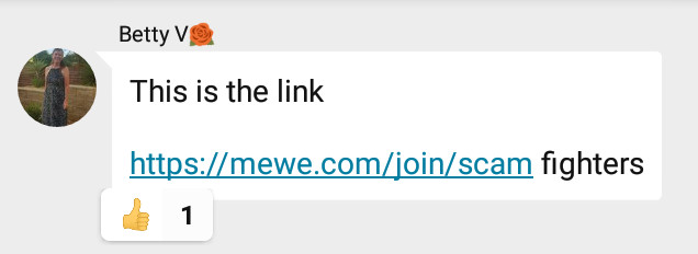 Alt posting fake URL, note misspelling