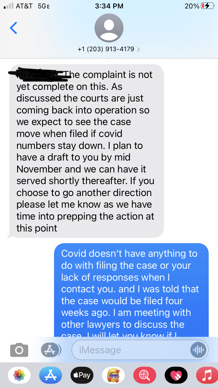 Texts with attorney Goff 