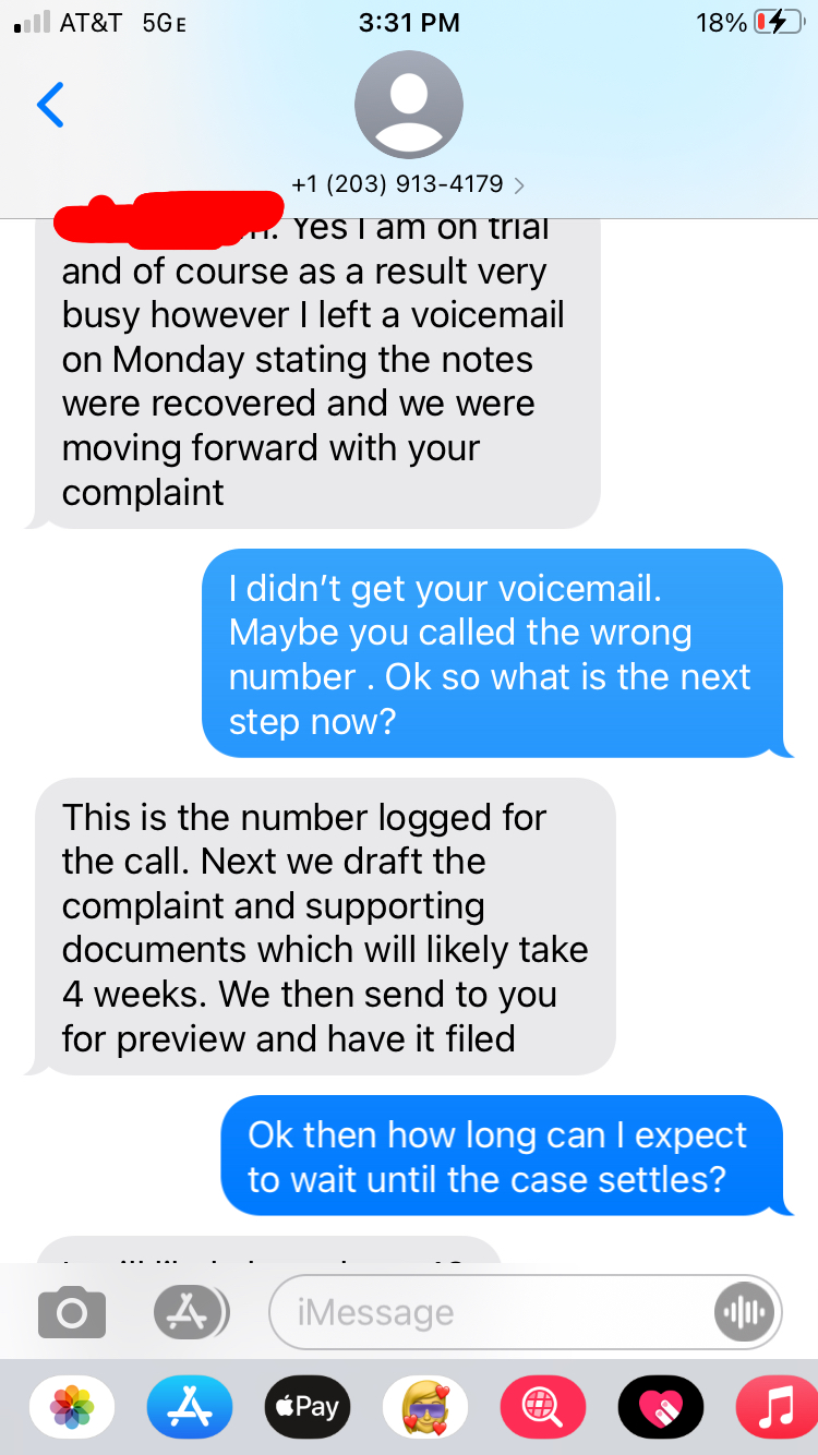 Texts with attorney goff